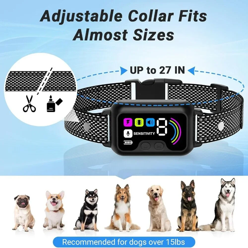 Bark Collar, Dog Bark Collar for Large Medium Small Dogs, Smart No Bark Collar,